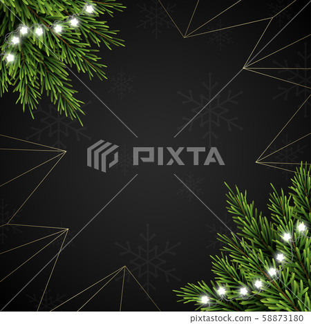 Christmas background with fir branches on dark... - Stock Illustration ...