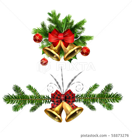Vector christmas bells with christmas tree decorations Vector christmas bells with christmas tree decorations 58873276