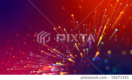 Abstract explosion of multicolored shiny particles or light rays like laser show. 3d render abstract Abstract explosion of multicolored shiny particles or light rays like laser show. 3d render abstract 58873365