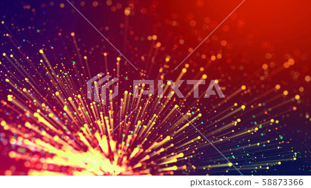 Abstract explosion of multicolored shiny particles or light rays like laser show. 3d render abstract Abstract explosion of multicolored shiny particles or light rays like laser show. 3d render abstract 58873366
