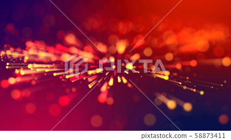 Abstract explosion of multicolored shiny particles or light rays like laser show. 3d render abstract Abstract explosion of multicolored shiny particles or light rays like laser show. 3d render abstract 58873411