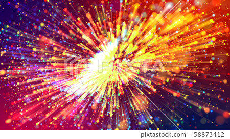 Abstract explosion of multicolored shiny particles or light rays like laser show. 3d render abstract Abstract explosion of multicolored shiny particles or light rays like laser show. 3d render abstract 58873412