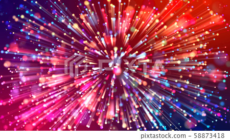 Abstract explosion of multicolored shiny particles or light rays like laser show. 3d render abstract Abstract explosion of multicolored shiny particles or light rays like laser show. 3d render abstract 58873418