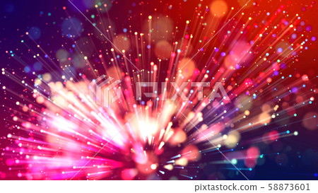 Abstract explosion of multicolored shiny particles or light rays like laser show. 3d render abstract Abstract explosion of multicolored shiny particles or light rays like laser show. 3d render abstract 58873601
