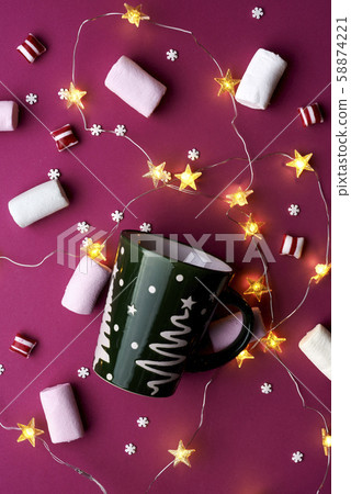 christmas garland with stars and sweets 58874221