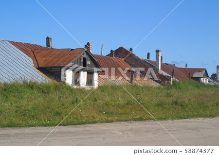 An old outbuilding for the Northern latitudes. Solovetsky island. Russia An old outbuilding for the Northern latitudes. Solovetsky island. Russia 58874377
