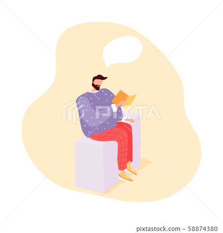 Isolated man reading a book Isolated man reading a book 58874380