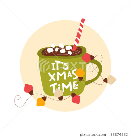Isolated cute hot cocoa and chocolate Isolated cute hot cocoa and chocolate 58874382