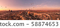 Cappadocia panoramic shot from a drone at sunrise 58874653