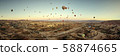 Cappadocia panoramic shot from a drone at sunrise 58874665