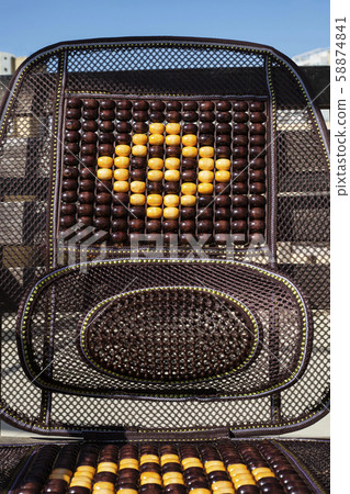 Wooden beads front car seat cover and chair. 58874841