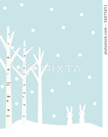 Winter Forest 15 Shirakaba Rabbit - Stock Illustration [58875651