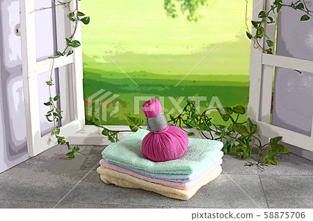 Herb balls and towels Herb balls and towels 58875706