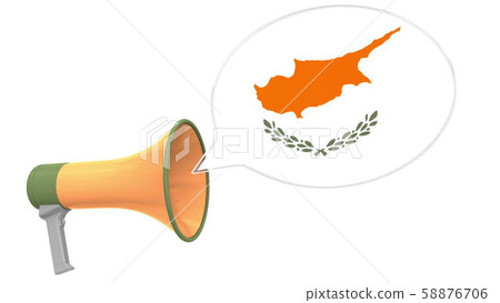 Megaphone and flag of Cyprus on the speech bubble. Language or national statement related conceptual 58876706