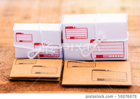 Pile of letters and box parcel. post office Pile of letters and box parcel. post office 58876878