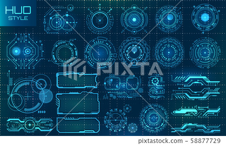 Futuristic VR Head-up Display Design. Technology Set Elements 58877729
