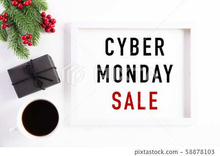 Cyber Monday Sale text on white picture frame decoration Cyber Monday Sale text on white picture frame decoration 58878103