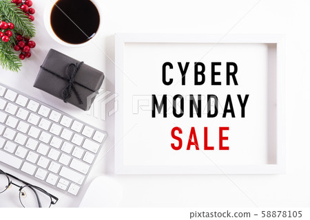 Cyber Monday Sale text on white picture frame decoration 58878105