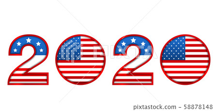 New Year 2020 with National Colors of USA American Flag New Year 2020 with National Colors of USA American Flag 58878148