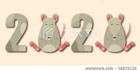 Happy Chinese New Year 2020 Rat Zodiac. Funny Smile Animal 58878156