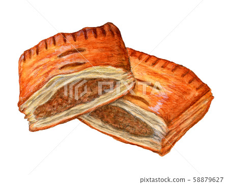 餡餅肉餡餅手繪水彩 餡餅肉餡餅手繪水彩 58879627