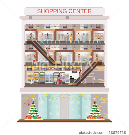 Modern shopping mall center decorated for Modern shopping mall center decorated for 58879738
