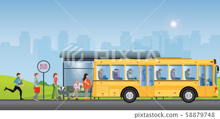 Passengers at the bus stop. Passengers at the bus stop. 58879748