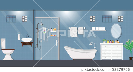 Modern bathroom interior with furniture. - Stock Illustration [58879766 ...
