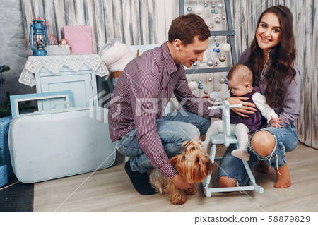 Beautiful family spend time at home 58879829