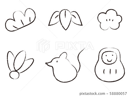 New Year's line art illustration New Year's line art illustration 58880057