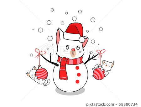 kitten snowman graphics clipart