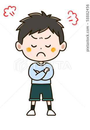 Displeased boy pose illustration Displeased boy pose illustration 58882456