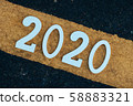 Road background with numbers 2020 ,Happy new yaer 58883321