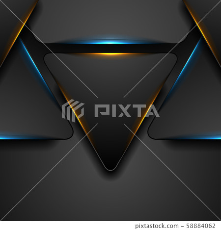 Black triangles with blue orange light abstract - Stock Illustration ...