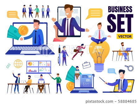 Business Trendy Flat Set with Different Situation 58884685
