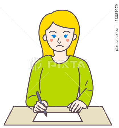 Female foreigner study test serious 58885079