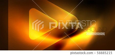 Shiny abstract glowing neon geometric background with abstract glass trasparent triangles 58885215