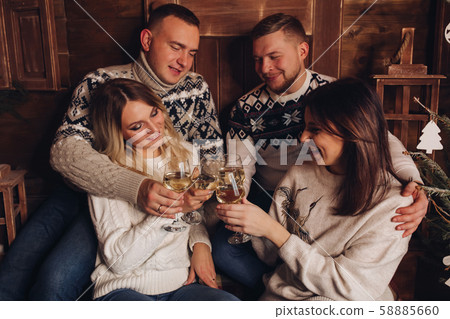 Two married couples are friends a Happy New Year Two married couples are friends a Happy New Year 58885660