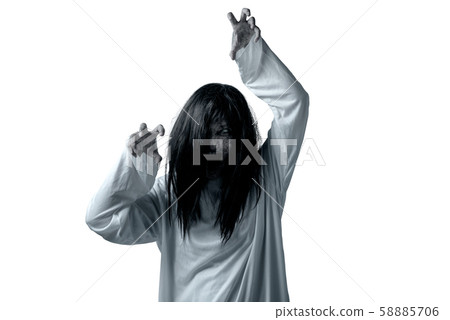 Scary ghost woman with blood and angry face 58885706