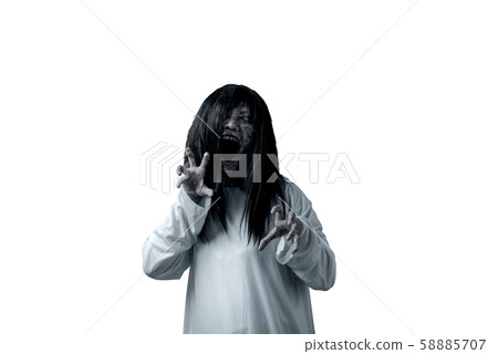 Scary ghost woman with blood and angry face Scary ghost woman with blood and angry face 58885707