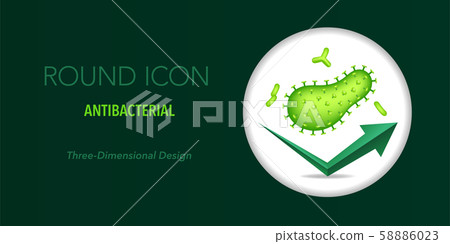 Antibacterial icon, round shape, three-dimensional design 58886023
