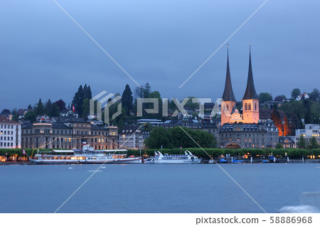 Lucerne, Switzerland, city view at night 58886968