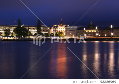 Lucerne, Switzerland, city view at night 58886969