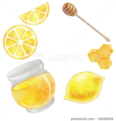 蜂蜜檸檬水彩風格插畫圈 58886999