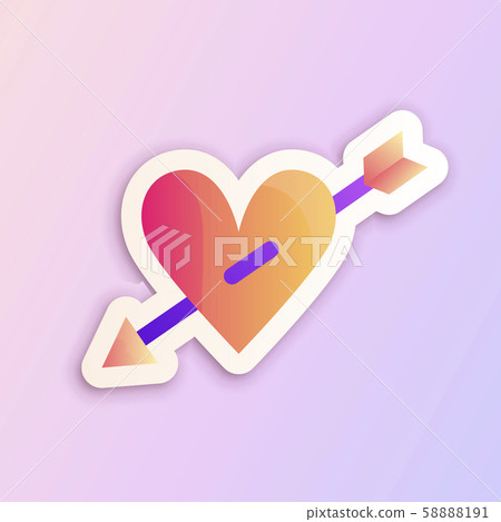 Gradient heart with arrow vector sticker template for web and printing. 58888191