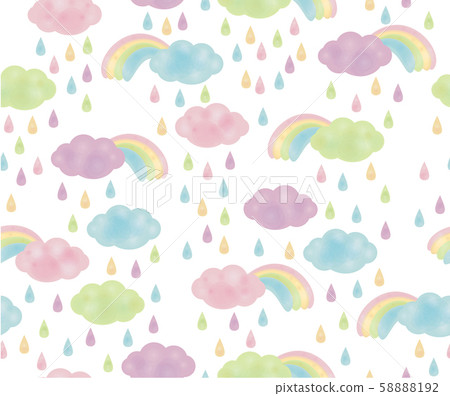Vector cute seamless pattern, colorful rain. Vector cute seamless pattern, colorful rain. 58888192