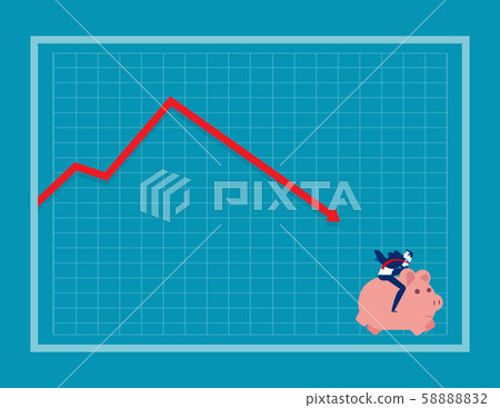 Businessman falling down a red arrow on a chart. - Stock Illustration ...
