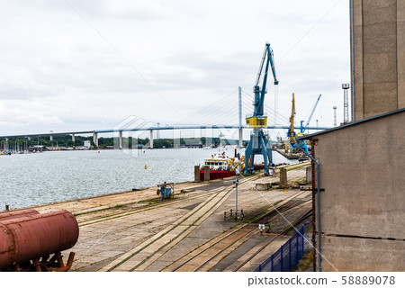 View of the commercial harbour of Stralsund 58889078
