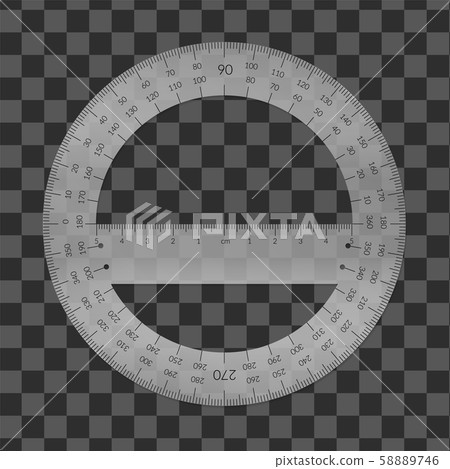 Plastic circular protractor with a ruler in metric 58889746