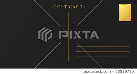 Contemporary black postcard back with gold 58889750